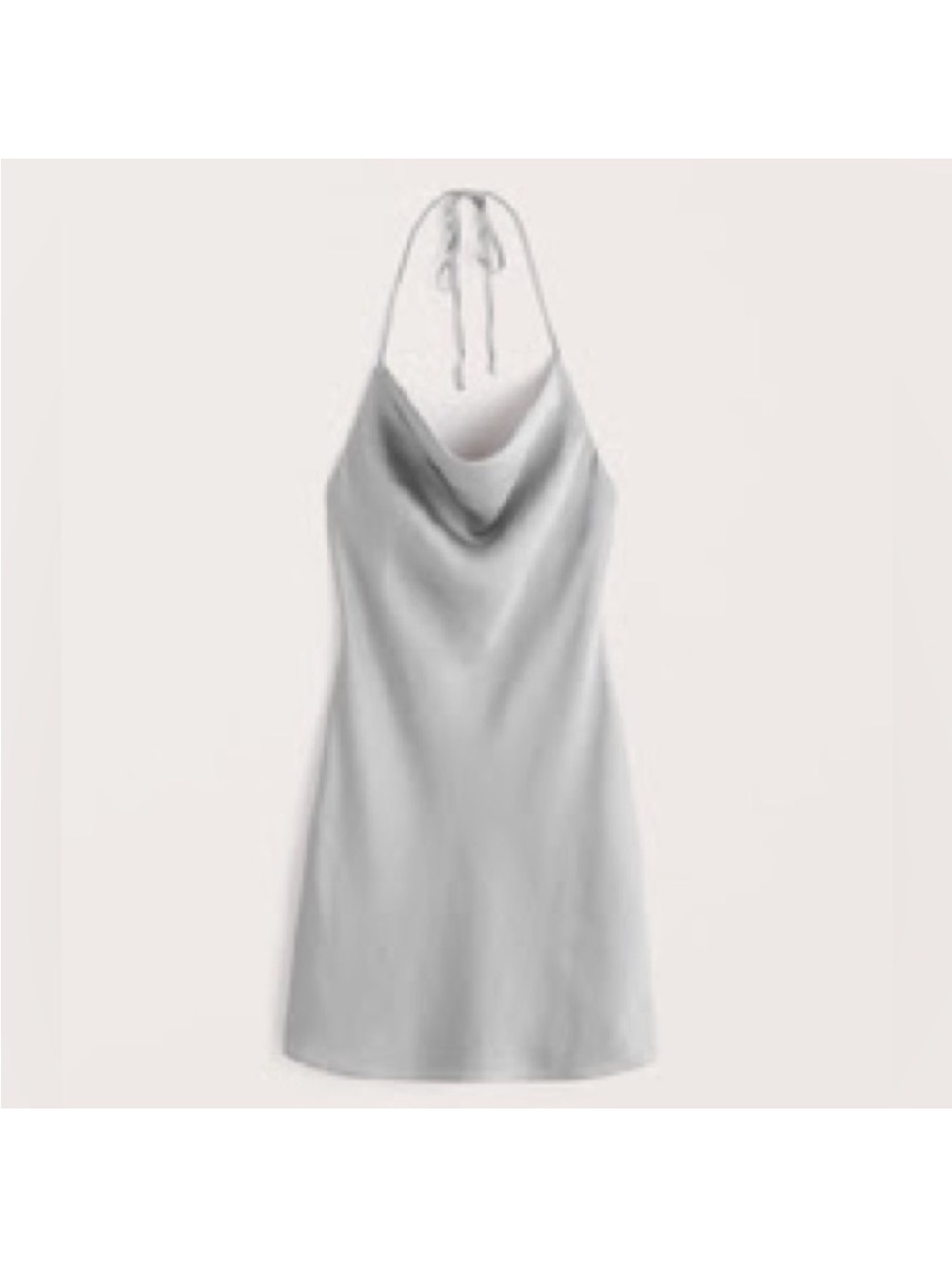 Abercrombie & Fitch Silver Satin Cowl Neck Halter Mini Dress - Light Gray